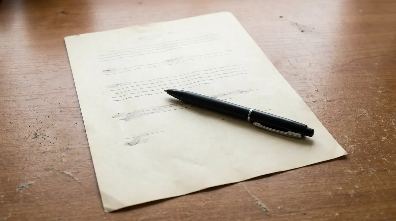 A blank employment contract document and a pen resting on an office desk, no readable text visible