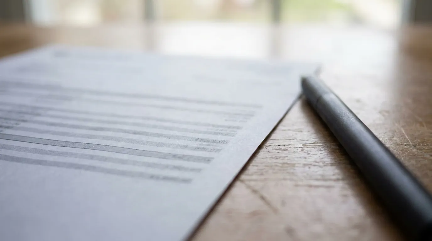 A bank statement page and a pen resting on a desk, no readable numbers or account details visible